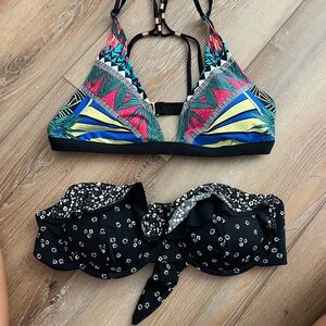 Michael Kors and Gianni Bini Colorful Geometric and Floral Bikini Tops size L